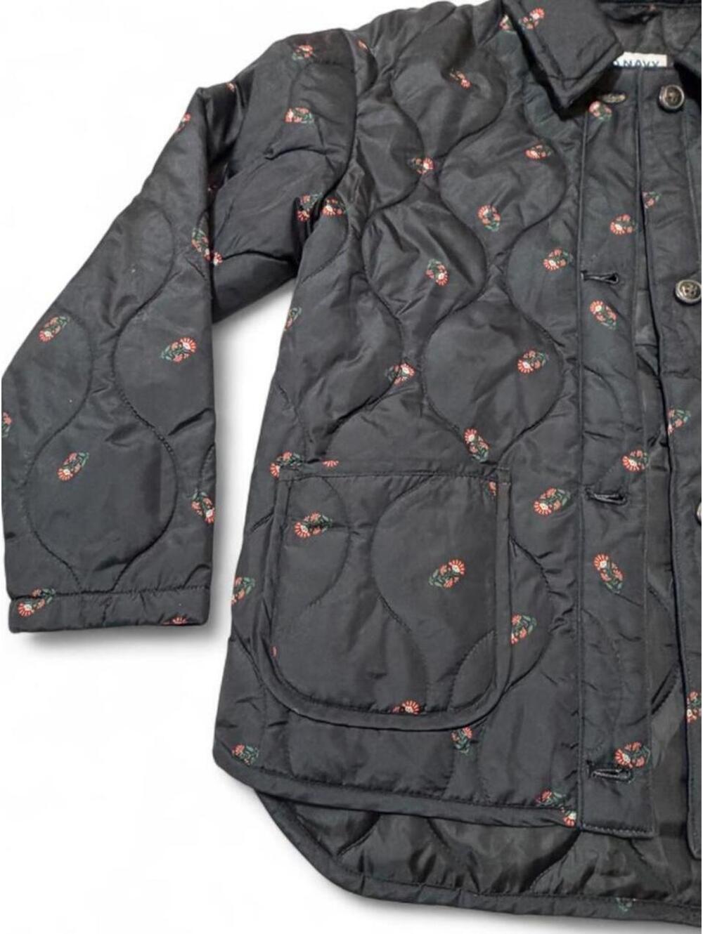 Girls Black Quilted Floral Old Navy jacket Size L 10-12